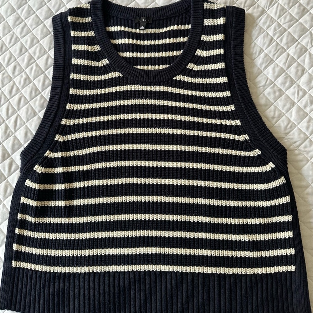 TALBOTS Navy and White Striped Women's Sweater Tank